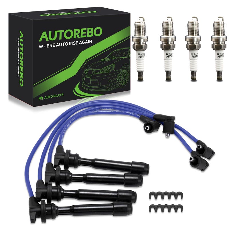 Set of 4 PCS Ignition Spark Plug Wires 2750123B70 7962 RCXX90  4 Iridium Spark Plugs Set Compatible with Hyundai Elantra Tucson Tiburon Kia Sportage Spectra Spectra5 L4 20L  6714239 2750123B00